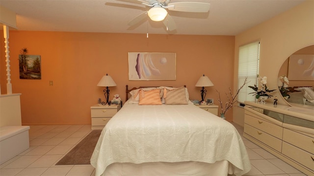 6620 Brambleleaf Dr, Spring Hill, FL 34606 - bedroom with light tile patterned floors and a ceiling fan