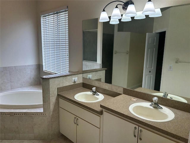 11520 Lounds Ct, New Port Richey, FL 34654 - bathroom featuring double vanity and a bath