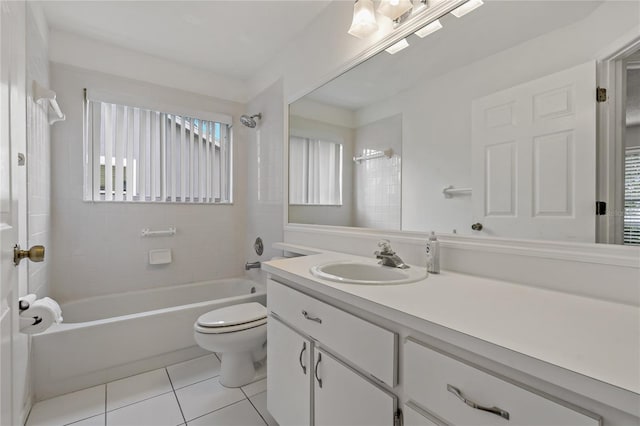 4125 Mc Clung Dr, New Port Richey, FL 34653 - bathroom featuring tile patterned floors, vanity, shower / bathtub combination, and toilet