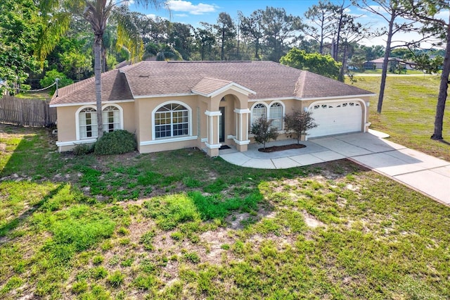 2172 Whitewood Ave, Spring Hill, FL 34609 - ranch-style home featuring stucco siding, a garage, concrete driveway, and roof with shingles