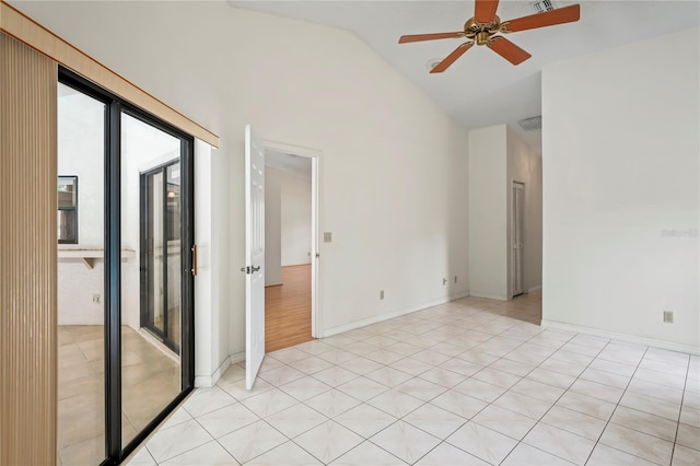 128 Oak Lake Dr, Spring Hill, FL 34608 - unfurnished room with vaulted ceiling, ceiling fan, and baseboards