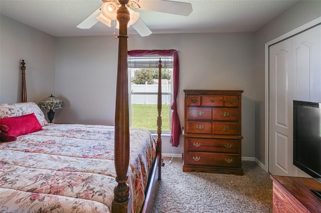 22316 Red Jacket Ln, Land O Lakes, FL 34639 - bedroom with carpet, ceiling fan, and baseboards