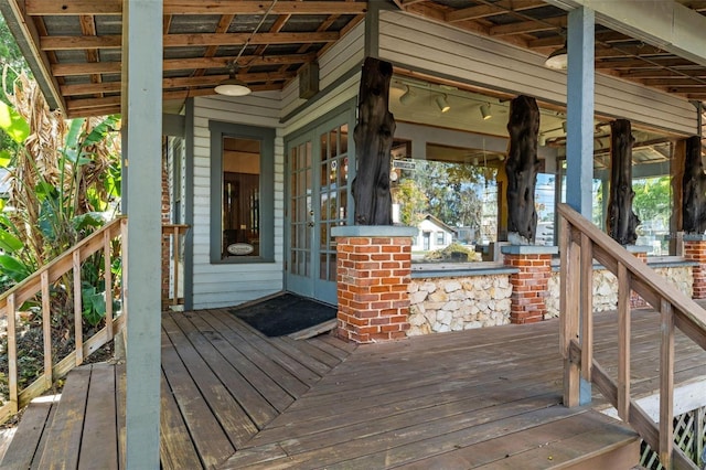 10844 W Yulee Dr, Homosassa, FL 34448 - wooden terrace featuring french doors