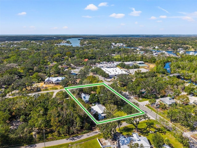 10844 W Yulee Dr, Homosassa, FL 34448 - aerial view of property and surrounding area with property boundaries highlighted and a large body of water