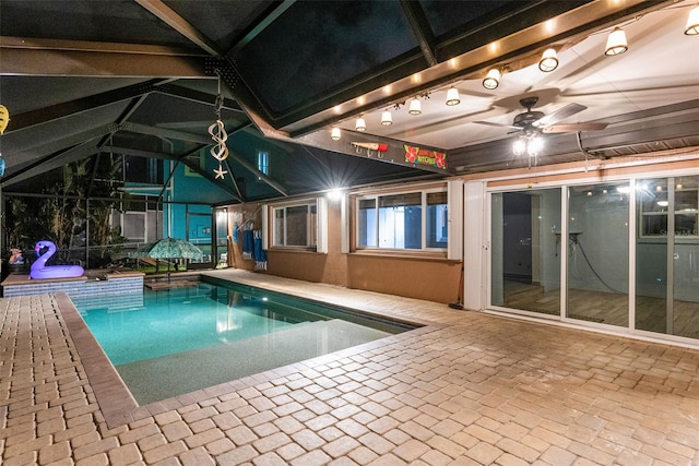 6601 Nautical Isle, Hudson, FL 34667 - indoor pool featuring a ceiling fan