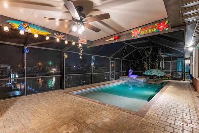 6601 Nautical Isle, Hudson, FL 34667 - outdoor pool featuring a patio area, a lanai, and ceiling fan