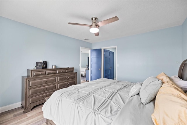 4939 Floramar Ter Unit 611, New Port Richey, FL 34652 - bedroom with light wood-style flooring, baseboards, and ceiling fan
