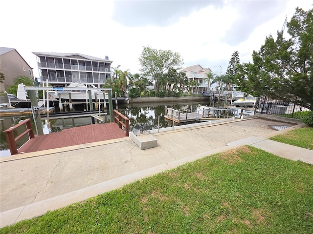 7313 Hatteras Dr, Hudson, FL 34667 - dock area with boat lift and a water view