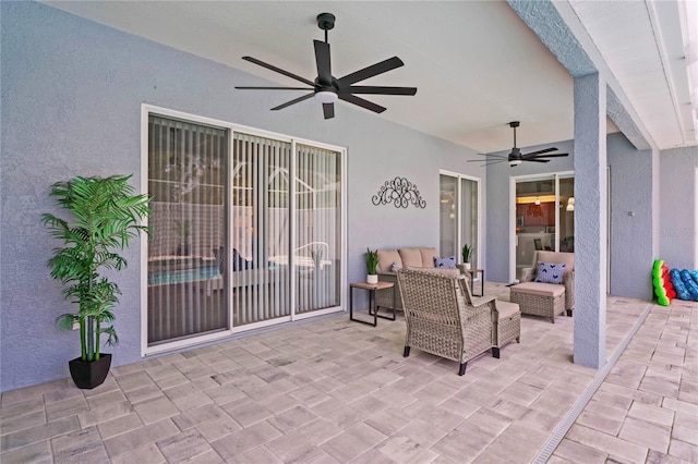 10250 Locker Dr, Spring Hill, FL 34608 - view of patio / terrace featuring ceiling fan and an outdoor hangout area
