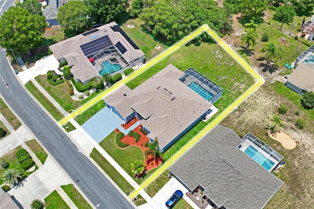 10250 Locker Dr, Spring Hill, FL 34608 - aerial view of property and surrounding area featuring property parcel outlined