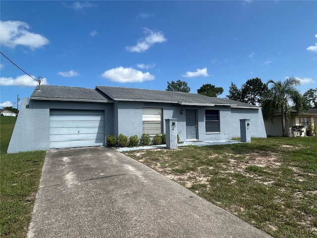 5391 Pillar Ave, Spring Hill, FL 34608 - ranch-style home with concrete driveway, an attached garage, stucco siding, and a front yard