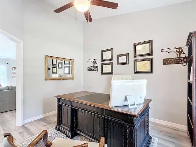 12396 SW 64th Street Rd, Ocala, FL 34481 - office area with a ceiling fan and light wood-style flooring