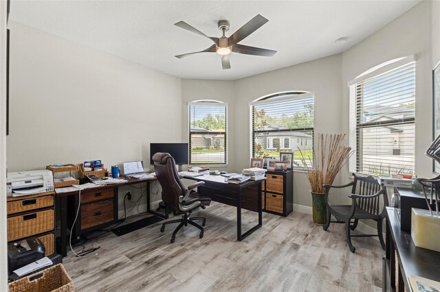 11579 Weaver Hollow Rd, New Port Richey, FL 34654 - office with light wood-type flooring and ceiling fan