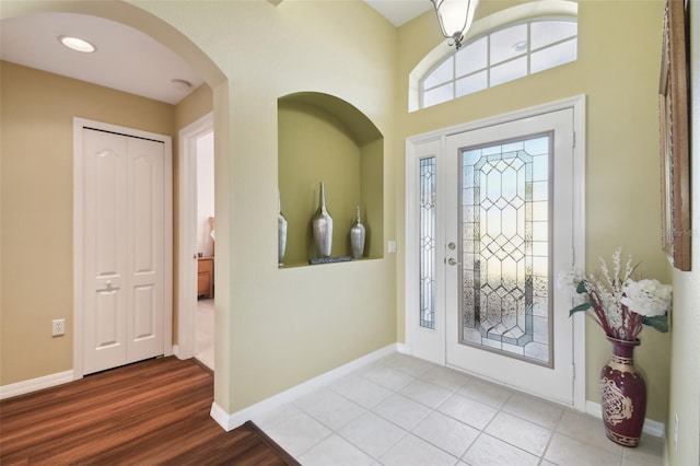 11637 Spindrift Loop, Hudson, FL 34667 - foyer entrance featuring wood finished floors and arched walkways