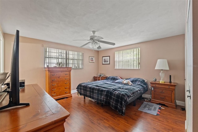 4350 Sawgrass Blvd, New Port Richey, FL 34653 - bedroom with multiple windows, wood finished floors, and baseboards