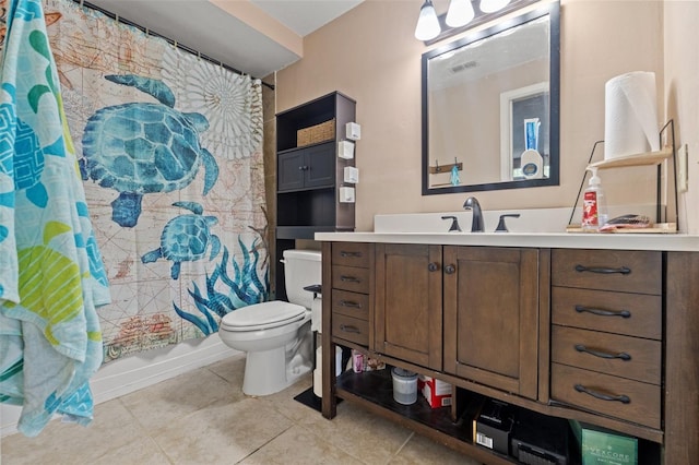 4350 Sawgrass Blvd, New Port Richey, FL 34653 - full bathroom with vanity, toilet, tile patterned floors, and shower / tub combo