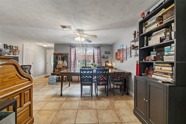 4350 Sawgrass Blvd, New Port Richey, FL 34653 - dining area featuring a ceiling fan, light tile patterned flooring, and baseboards
