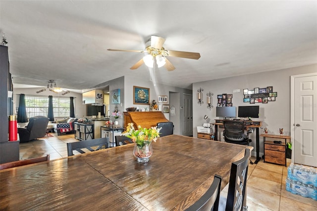 4350 Sawgrass Blvd, New Port Richey, FL 34653 - dining space with a desk, ceiling fan, and light tile patterned flooring