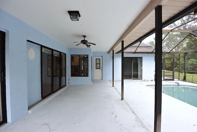 11364 Orangewood Ct, Spring Hill, FL 34609 - view of patio featuring ceiling fan, an outdoor pool, and a lanai