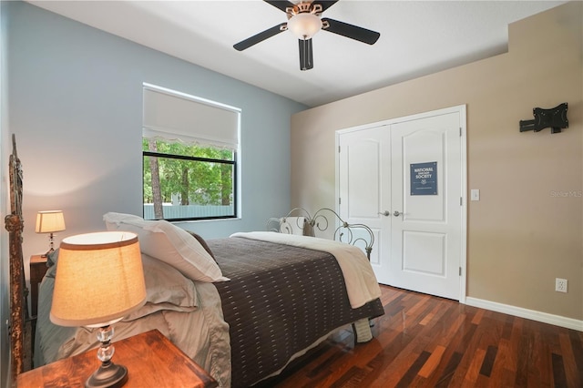 8518 Quail Hollow Blvd, Wesley Chapel, FL 33544 - bedroom with wood finished floors, ceiling fan, and baseboards