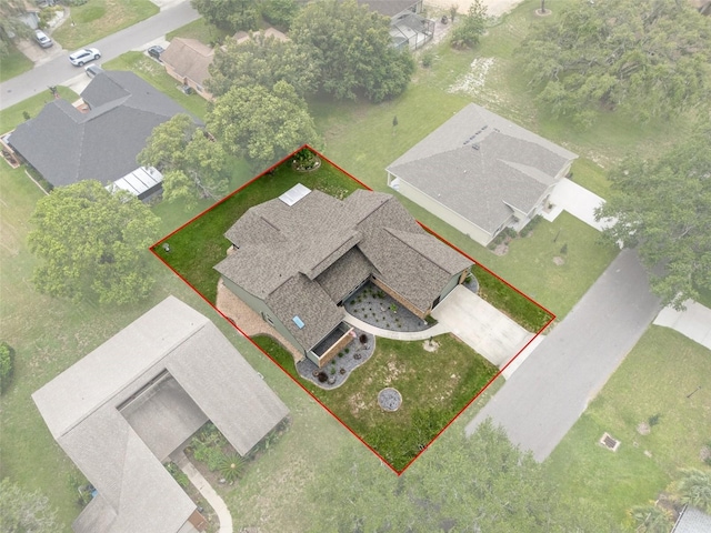 35046 Smoketree Ln, Dade City, FL 33523 - aerial perspective of suburban area with property parcel outlined