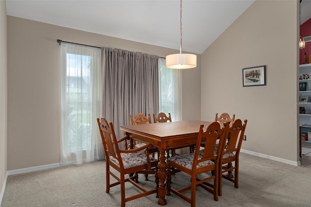 35046 Smoketree Ln, Dade City, FL 33523 - dining area featuring carpet floors and lofted ceiling