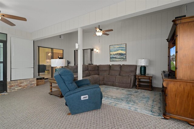 35046 Smoketree Ln, Dade City, FL 33523 - carpeted living room featuring a ceiling fan
