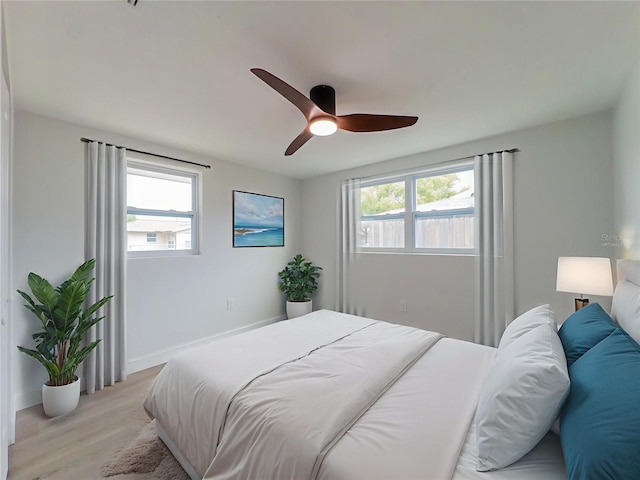 7608 Bougenville Dr, Port Richey, FL 34668 - bedroom with light wood-style floors and ceiling fan