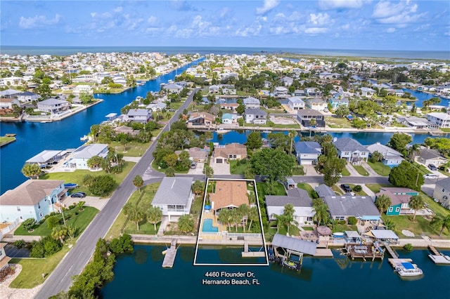 4460 Flounder Dr, Hernando Beach, FL 34607 - view of property location with a large body of water and nearby suburban area