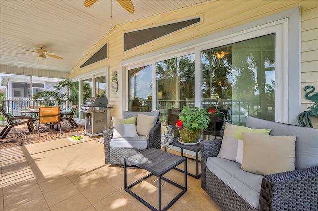 4460 Flounder Dr, Hernando Beach, FL 34607 - sunroom / solarium with a ceiling fan, plenty of natural light, and lofted ceiling