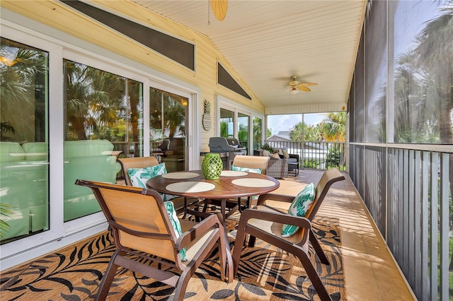 4460 Flounder Dr, Hernando Beach, FL 34607 - sunroom / solarium with a ceiling fan and lofted ceiling