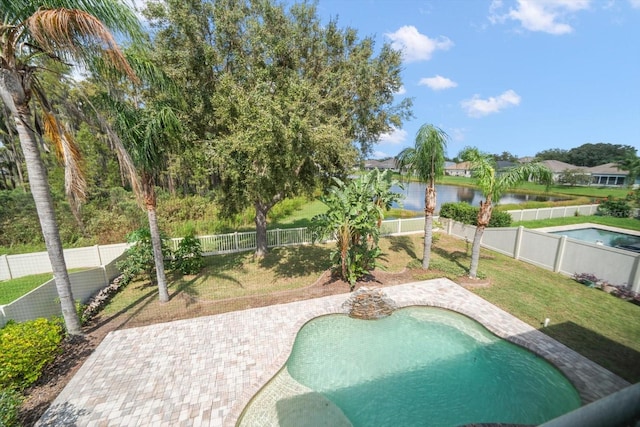 17905 Machair Ln, Land O Lakes, FL 34638 - view of pool with a water view and a patio area