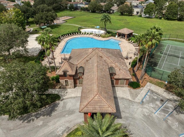 17905 Machair Ln, Land O Lakes, FL 34638 - view from above of property featuring a pool