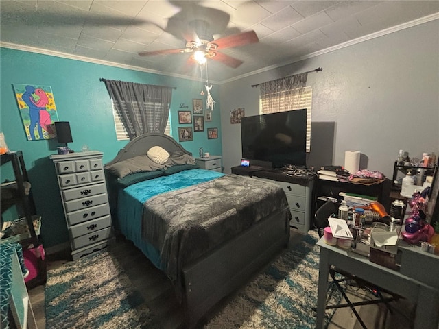 717 Whiteway Dr, Brooksville, FL 34601 - bedroom with ornamental molding and a ceiling fan