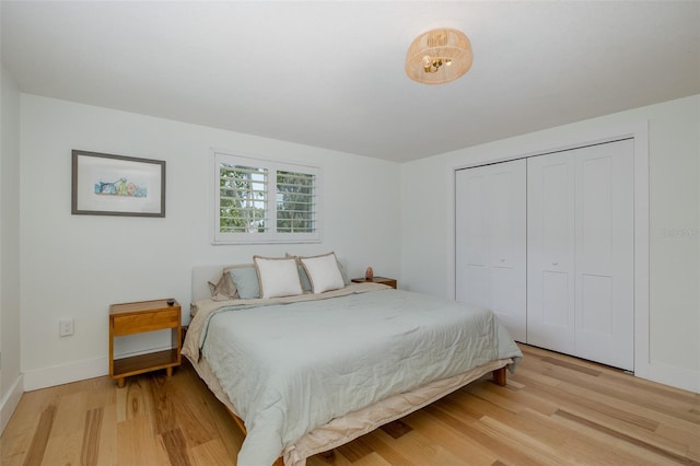 7424 Grand Blvd, New Port Richey, FL 34652 - bedroom with light wood-type flooring, baseboards, and a closet