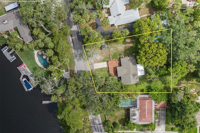 7424 Grand Blvd, New Port Richey, FL 34652 - aerial view of property's location featuring property parcel outlined and a large body of water