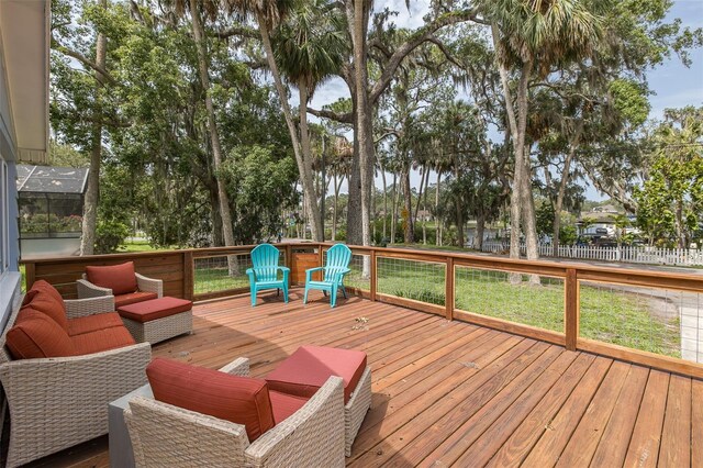 7424 Grand Blvd, New Port Richey, FL 34652 - deck featuring view of wooded area
