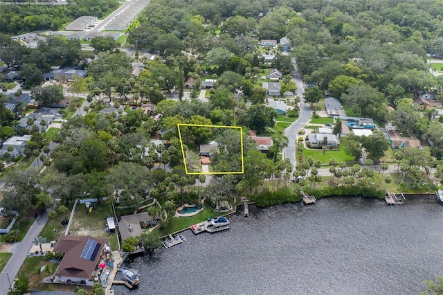 7424 Grand Blvd, New Port Richey, FL 34652 - aerial view of residential area with a large body of water and property boundaries highlighted