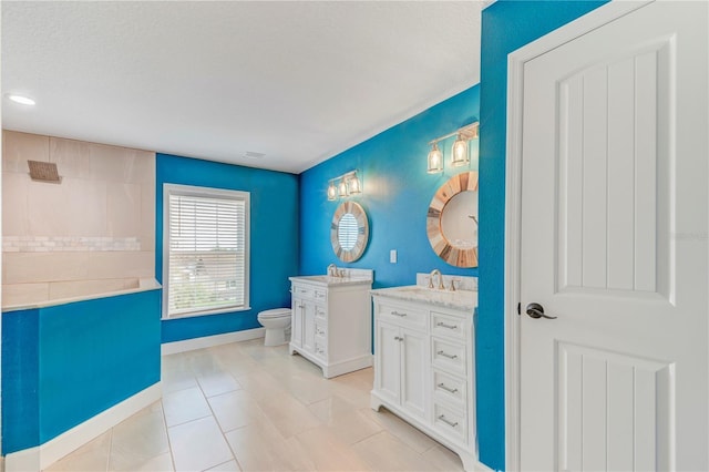 4469 Bahama Dr, Hernando Beach, FL 34607 - bathroom featuring vanity, toilet, baseboards, and tile patterned floors