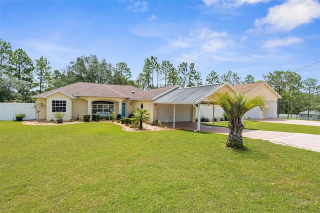 13444 English Parrot Rd, Brooksville, FL 34614 - ranch-style home with driveway, an attached garage, a carport, and stucco siding