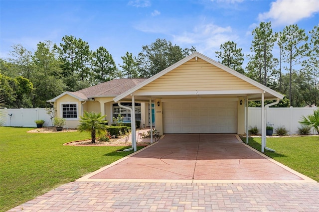 13444 English Parrot Rd, Brooksville, FL 34614 - ranch-style house with decorative driveway, stucco siding, and an attached garage