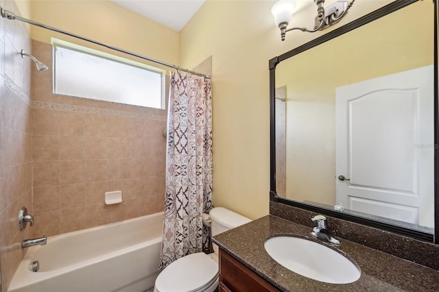 11726 Belle Haven Dr, New Port Richey, FL 34654 - full bathroom with shower / bath combo with shower curtain, toilet, and vanity