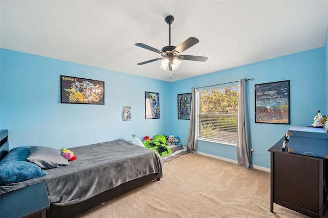 11726 Belle Haven Dr, New Port Richey, FL 34654 - carpeted bedroom featuring baseboards and ceiling fan