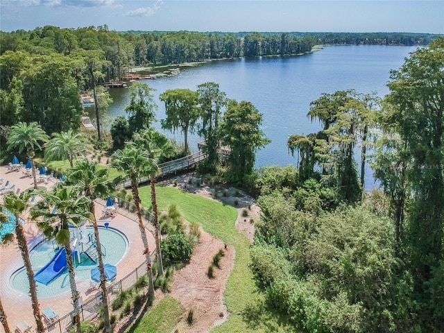 11726 Belle Haven Dr, New Port Richey, FL 34654 - aerial overview of property's location featuring a large body of water, a pool, and a forest