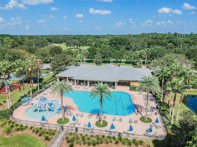 11726 Belle Haven Dr, New Port Richey, FL 34654 - bird's eye view of a pool and a forest