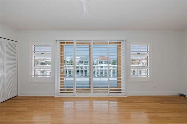 3150 Trident Ter, New Port Richey, FL 34652 - spare room with light wood-style flooring, healthy amount of natural light, and crown molding