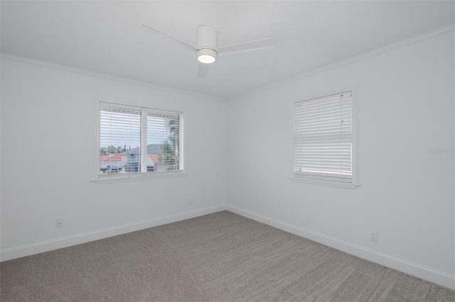 3150 Trident Ter, New Port Richey, FL 34652 - carpeted spare room with ornamental molding and a ceiling fan
