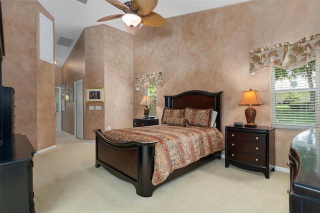 690 E Jenkins Ct, Hernando, FL 34442 - bedroom featuring carpet flooring, lofted ceiling, and ceiling fan