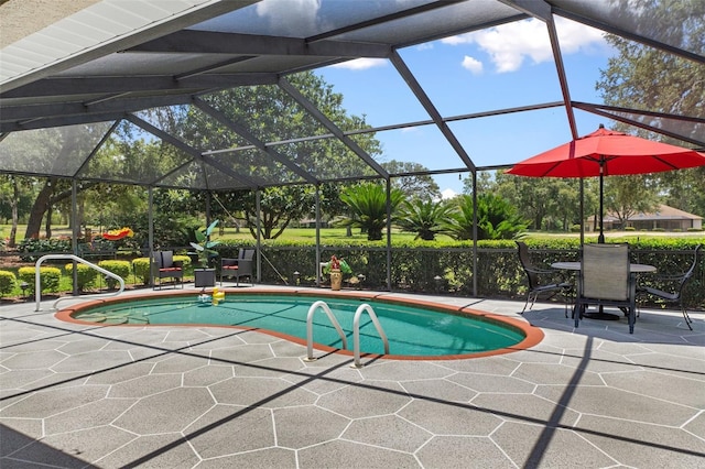 690 E Jenkins Ct, Hernando, FL 34442 - swimming pool featuring a patio and glass enclosure
