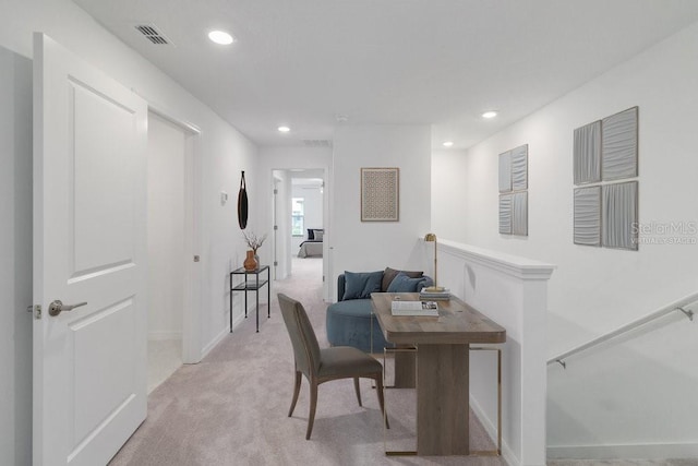 8305 Crescent Oaks Dr, New Port Richey, FL 34655 - home office featuring light carpet and recessed lighting